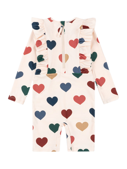 Konges Sløjd Kids' Manuca Heart Print Onesie Swimsuit, Multi - view 2, Multi