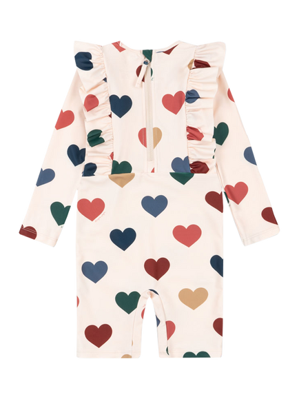 Konges Sløjd Kids' Manuca Heart Print Onesie Swimsuit, Multi - view 2, Multi