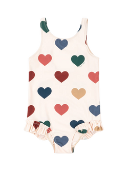 Konges Sløjd Kids' Manuca Heart Print Swimsuit, Multi, Multi