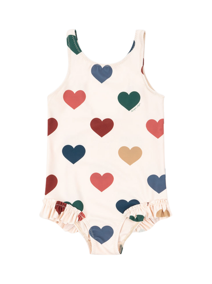 Konges Sløjd Kids' Manuca Heart Print Swimsuit, Multi, Multi