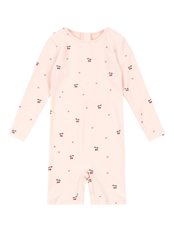 Konges Sløjd Kids' Merle Cherry Print Onesie Swimsuit, Pink/Multi, Pink/Multi