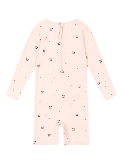 Konges Sløjd Kids' Merle Cherry Print Onesie Swimsuit, Pink/Multi - view 2, Pink/Multi
