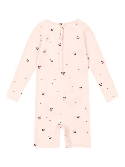 Konges Sløjd Kids' Merle Cherry Print Onesie Swimsuit, Pink/Multi - view 2, Pink/Multi