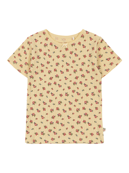 Konges Sløjd Kids' Minnie Short Sleeve Floral Pointelle T-Shirt, Carmona, Carmona