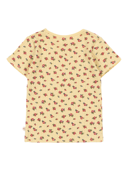 Konges Sløjd Kids' Minnie Short Sleeve Floral Pointelle T-Shirt, Carmona - view 2, Carmona