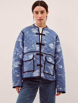 Monsoon Jayda Quilted Jacket, Blue, Blue