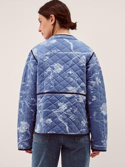 Monsoon Jayda Quilted Jacket, Blue - view 2, Blue