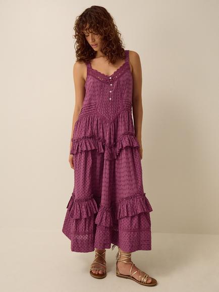 Monsoon Nixie Frill Sleeveless Dress, Berry
