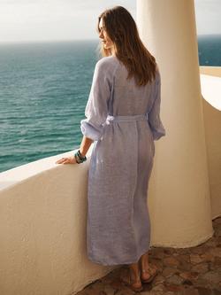 NRBY Scarlett Short Sleeve Linen Maxi Dress, Pale Blue - view 2, Pale Blue
