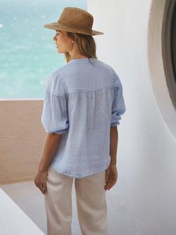 NRBY Indie Short Sleeve Linen Shirt, Pale Blue - view 2, Pale Blue