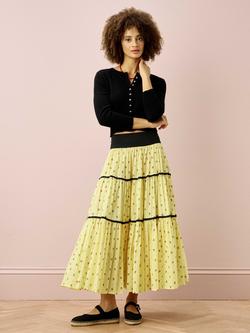 Brora Floral Tiered Maxi Skirt, Vanilla Bud, Vanilla Bud