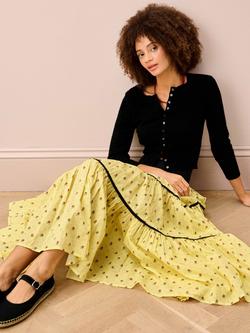 Brora Floral Tiered Maxi Skirt, Vanilla Bud - view 2, Vanilla Bud