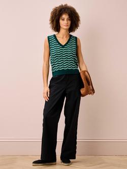 Brora Cotton Wave Knit Tank, Mallard/Jade
