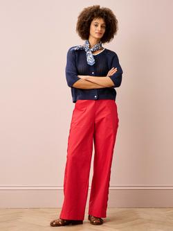 Brora Cotton Knit Crochet Cardigan - view 2, Navy
