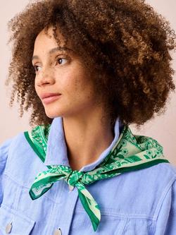 Brora Floral Print Cotton Square Scarf, Emerald - view 2, Emerald