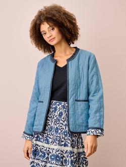 Brora Reversible Block Print Quilted Jacket, Indigo, Indigo