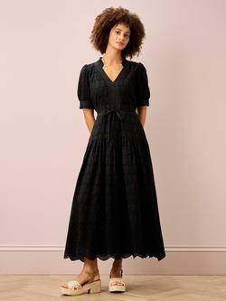 Brora Cotton Broderie Anglaise Dress, Black, Black