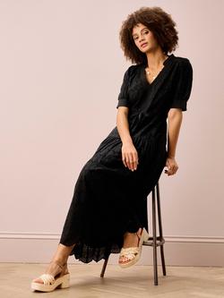 Brora Cotton Broderie Anglaise Dress, Black - view 2, Black