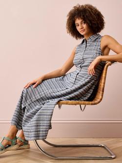 Brora Cotton Seersucker Gingham Shirt Dress, Ink - view 2, Ink