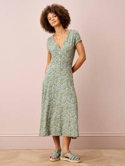 Brora Liberty Meadow Floral Jersey Dress, Olive Meadow, Olive Meadow