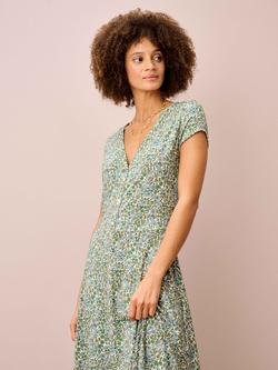 Brora Liberty Meadow Floral Jersey Dress, Olive Meadow - view 2, Olive Meadow