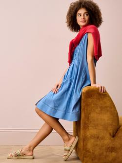 Brora Pintuck Sleeveless Shirt Dress - view 2, China Blue