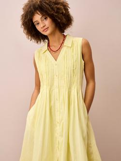Brora Pintuck Sleeveless Shirt Dress - view 2, Vanilla