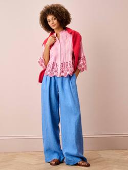 Brora Dobby Broderie Anglaise Shirt, Rose/Cherry - view 2, Rose/Cherry