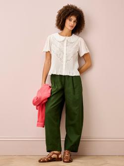 Brora Lace Trim Pintuck Shirt, White - view 2, White