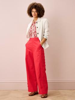 Brora Cotton Lace Trim Trousers, Tomato