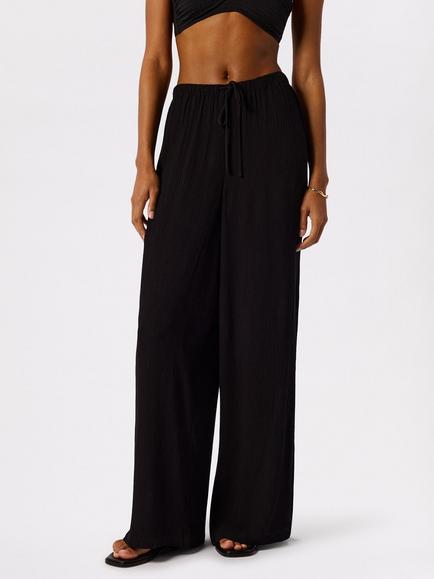 Whistles Tie Front Beach Trousers containing LENZING™ ECOVERO™ Viscose, Black, Black