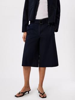 Whistles Compact Cotton Bermuda Shorts, Navy, Navy