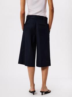 Whistles Compact Cotton Bermuda Shorts, Navy - view 2, Navy
