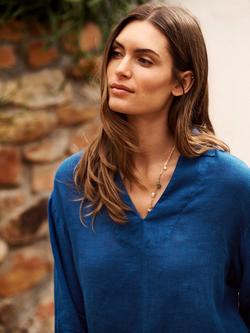 NRBY Barbara Pure Linen Long Sleeve Blouse - view 2, Indigo