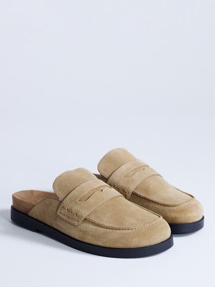 Topshop Addie Suede Mule Loafers, Sand - view 2, Sand