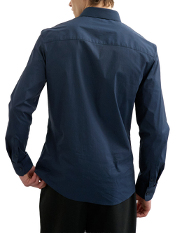 Topman Slim Fit Cotton Blend Shirt - view 2, Navy