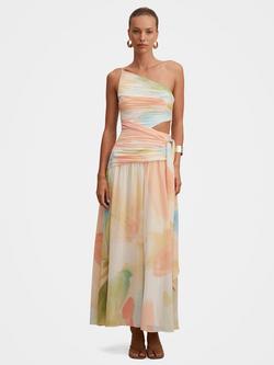 Forever New Connie Ruched Asymmetric Maxi Dress, Melia Abstract, Melia Abstract