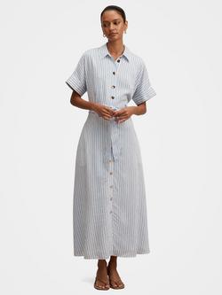 Forever New Petite Emma Stripe Shirt Dress, Blue / White Stripe, Blue / White Stripe
