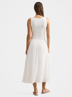 Forever New Indy Woven Mixed Midi Dress, Porcelain - view 2, Porcelain