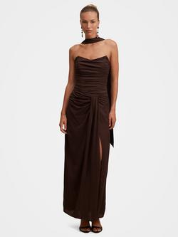 Forever New Arli Strapless Ruched Maxi Dress, Chocolate, Chocolate