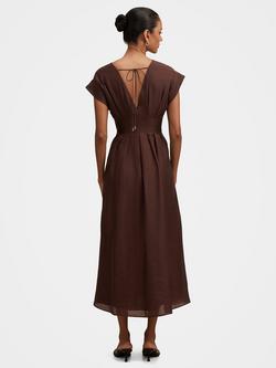 Forever New Petite Alessandra Tucked Midi Dress, Chocolate - view 2, Chocolate