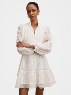Forever New Petite Thalia Embroidered Mini Dress, Porcelain, Porcelain