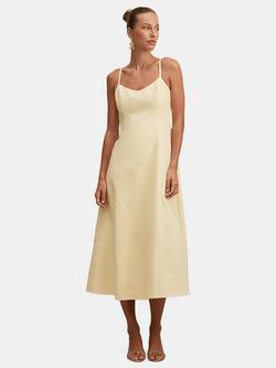 Forever New Tiffany Embroidery Sequin Midi Dress, Yellow, Yellow