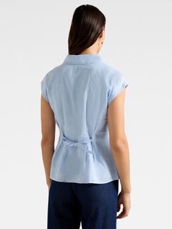 Forever New Carina Pleat Pure Linen Shirt - view 2, Light Blue