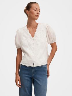 Forever New Sable Lace Trim Blouse, Porcelain, Porcelain