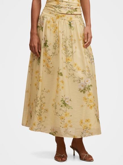 Forever New Palmer Pleated Skirt, Yellow Multi, Yellow Multi