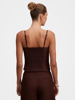 Forever New River Linen Blend Corset Top, Chocolate - view 2, Chocolate