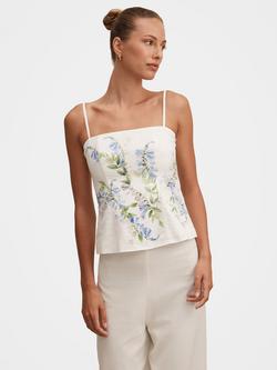 Forever New Soleil Floral Linen Blend Top, Wisteria Floral, Wisteria Floral