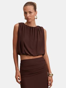 Forever New Sutton Sleeveless Bubble Top, Milk Chocolate, Milk Chocolate