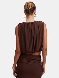 Forever New Sutton Sleeveless Bubble Top, Milk Chocolate - view 2, Milk Chocolate